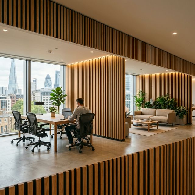 Modern office with acoustic panels